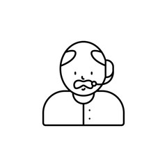 call center, avatar line icon on white background