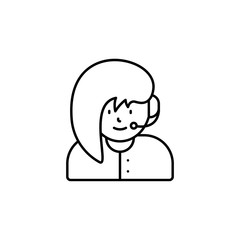 call center, avatar, girl line icon on white background