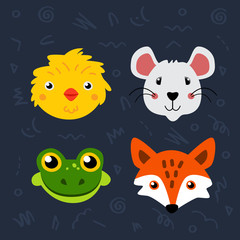 Set of cute vector animals