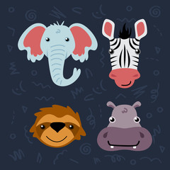 Set of cute vector animals