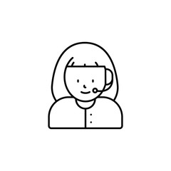 call center, avatar, girl line icon on white background