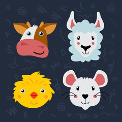 Set of cute vector animals