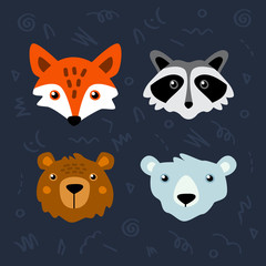 Set of cute vector animals