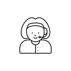 call center, avatar, girl line icon on white background