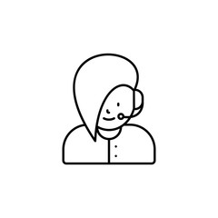 call center, avatar, girl line icon on white background