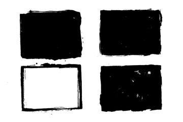 Grunge square shapes, frames, place for text. Black design elements, artistic, art objects. Dirty background. Abstarct texture.