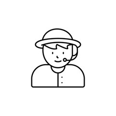 call center, avatar line icon on white background