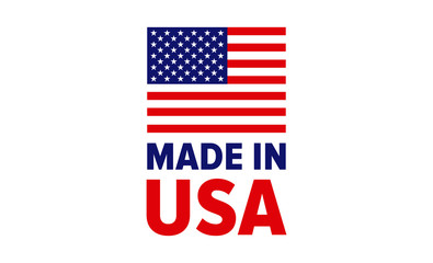 Made in USA logo or label. US icon with American flag. for packaging products