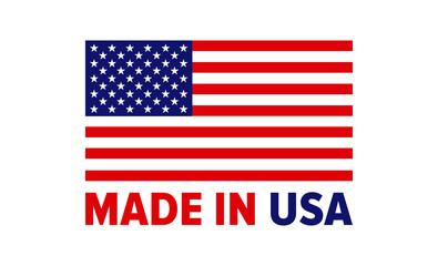 Made in USA logo or label. US icon with American flag. for packaging products