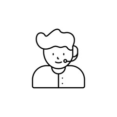 call center, avatar line icon on white background
