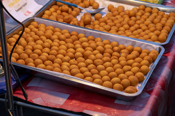 Sweet potato balls in street Market, Chiang Mai, Thailand