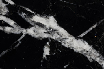 White pattern natural detailed of black marble (Marquina) texture for interior or product design. Abstract dark background.