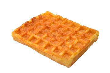 Belgian waffle isolated on white background.