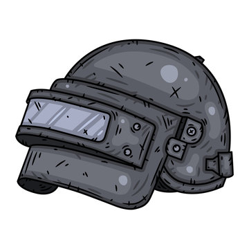 Pubg helmet level 3. Vector illustration isolated on white background.