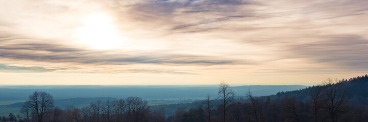 Fototapeta premium Panorama of a landscape with a overcast sky