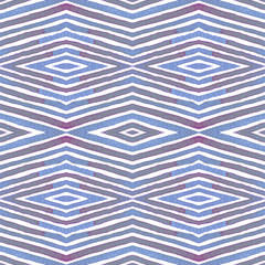 Blue Geometric Watercolor. Curious Seamless Patter