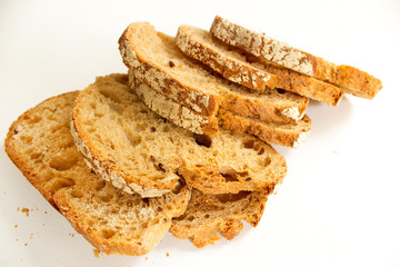fresh morning breakfast toast slices of bread bakery on white background