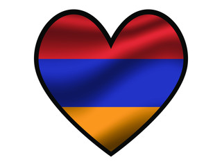Armenia National flag inside Big heart. Original color and proportion. vector illustration, from world countries of all continent set. Isolated on white background