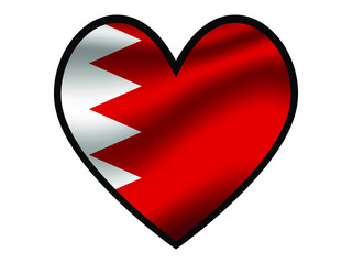 Bahrain National flag inside Big heart. Original color and proportion. vector illustration, from world countries of all continent set. Isolated on white background
