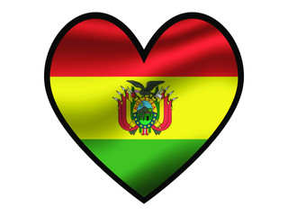 Fototapeta premium Bolivia National flag inside Big heart. Original color and proportion. vector illustration, from world countries of all continent set. Isolated on white background