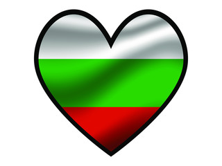 Bulgaria National flag inside Big heart. Original color and proportion. vector illustration, from world countries of all continent set. Isolated on white background