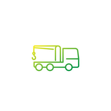 Car towing truck line icon, vector