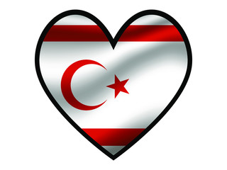 North Cyprus  National flag inside Big heart. Original color and proportion. vector illustration, from world countries of all continent set. Isolated on white background