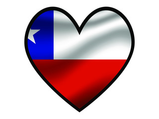 Chile National flag inside Big heart. Original color and proportion. vector illustration, from world countries of all continent set. Isolated on white background