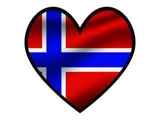  Norway National flag inside Big heart. Original color and proportion. vector illustration, from world countries of all continent set. Isolated on white background