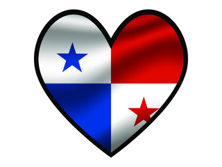 Panama National flag inside Big heart. Original color and proportion. vector illustration, from world countries of all continent set. Isolated on white background