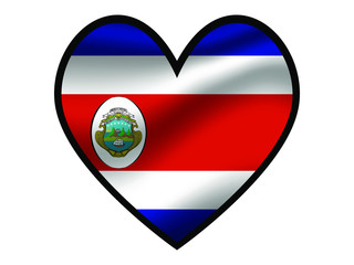 Fototapeta premium Costa Rica National flag inside Big heart. Original color and proportion. vector illustration, from world countries of all continent set. Isolated on white background