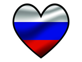RussiaFederation  National flag inside Big heart. Original color and proportion. vector illustration, from world countries of all continent set. Isolated on white background