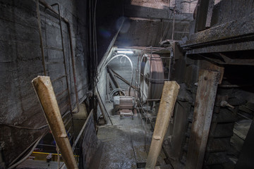 Fototapeta na wymiar mine ore shaft tunnel drift underground ore crusher