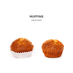 Muffin on the white background. Food concept.