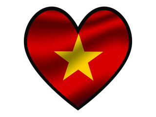 Vietnam National flag inside Big heart. Original color and proportion. vector illustration, from world countries of all continent set. Isolated on white background
