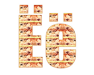 biscuit cake Cyrillic font, alphabet. cherry on the cake