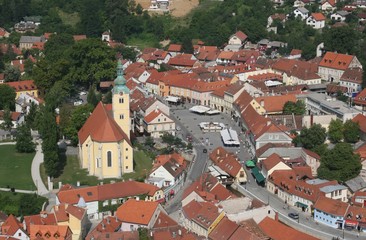 Fototapeta na wymiar Samobor - city in Croatia, aerial view