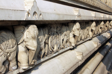 Stone carvings in Hindu temple Birla Mandir in Kolkata, India