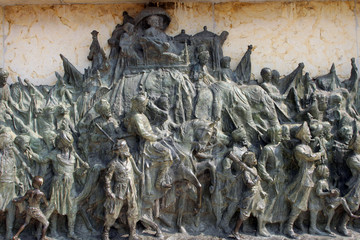 Bronze memorial panel at the Victoria Memorial building in Kolkata, India