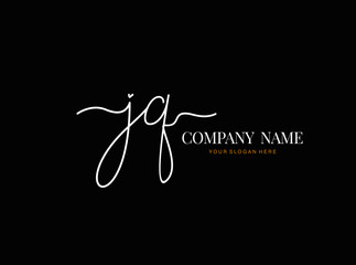 J Q JQ Initial handwriting logo design with circle. Beautyful design handwritten logo for fashion, team, wedding, luxury logo.