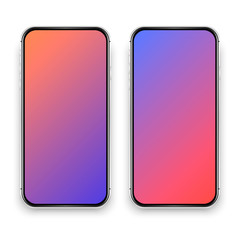 Vector mobile phone. Colorful phone template. User interface design. Gradient phone mockup.