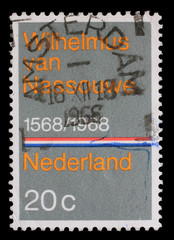 Stamp printed in the Netherlands issued for the 400th anniversary of Dutch National Anthem shows Wilhelmus van Nassouwe, circa 1968.
