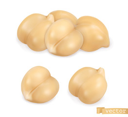 Chickpea, gram. 3d realistic vector