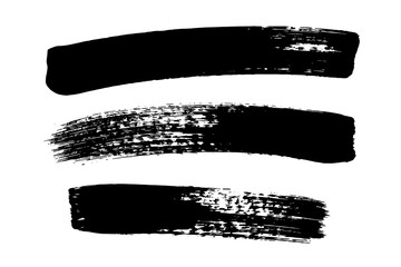 Vector brush stroke. Distressed texture. Isolated black stripes. Grunge design elements.