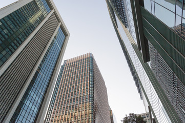 Obraz premium 東京都千代田区丸の内の高層ビル群の街並み