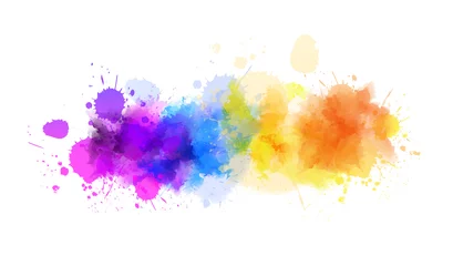Gardinen Multicolored splash watercolor blot line © Artlana