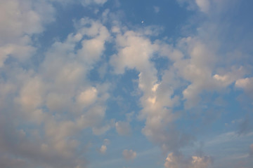 Blue sky with many white clouds