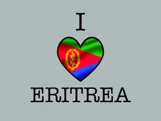 Eritrea National flag inside Big heart and meaning i love. Original color and proportion. vector illustration, world countries from set. Isolated on white background
