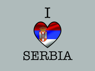 Serbia National flag inside Big heart and meaning i love. Original color and proportion. vector illustration, world countries from set. Isolated on white background