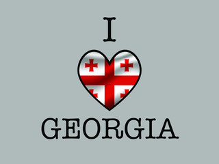 Obraz premium Georgia National flag inside Big heart and meaning i love. Original color and proportion. vector illustration, world countries from set. Isolated on white background